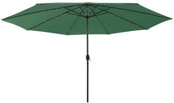 vidaXL Sonnenschirm mit LED-Leuchten und Metallmast 400cm grün (312531)
