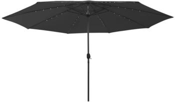 vidaXL Sonnenschirm mit LED-Leuchten und Metallmast 400cm schwarz (312536)
