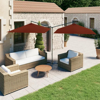 vidaXL Doppel-Sonnenschirm mit Stahlmast terracotta-rot 600x300cm (312559)