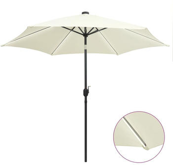 vidaXL Sonnenschirm mit LED-Leuchten & Aluminium-Mast 300cm Sandweiß (47361)