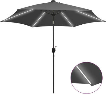 vidaXL Sonnenschirm mit LED-Leuchten & Aluminium-Mast 300cm anthrazit (47362)