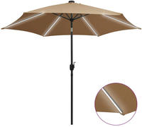 vidaXL Sonnenschirm mit LED-Beleuchtung und Alu-Mast 300 cm Taupe