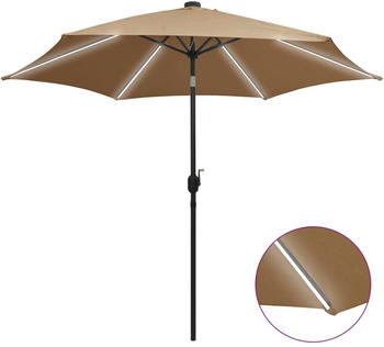vidaXL Sonnenschirm mit LED-Leuchten & Aluminium-Mast 300cm taupe (47363)