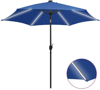 vidaXL Sonnenschirm mit LED-Leuchten & Aluminium-Mast 300cm aturblau (47367)