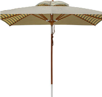 anndora Sonnenschirm Knickbar 3x3m eckig Gestreift Grün Weiß Gelb