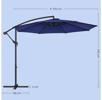 Songmics Sonnenschirm Ø 300 cm mit Ständer marineblau