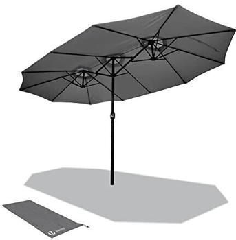 Vounot Doppelsonnenschirm mit Handkurbel 460x270cm grau