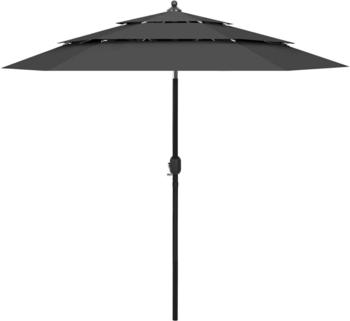 vidaXL Sonnenschirm mit Aluminium-Mast 3-lagig 2,5m Anthrazit