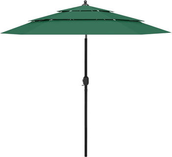 vidaXL Sonnenschirm mit Aluminium-Mast 3-lagig 2,5m Gr&uuml;n