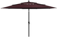 vidaXL Sonnenschirm mit Aluminium-Mast 3-lagig Bordeauxrot 3,5 m