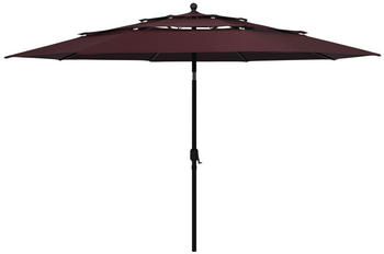vidaXL Sonnenschirm mit Aluminium-Mast 3-lagig 3,5m Bordeauxrot