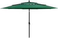 vidaXL Sonnenschirm mit Aluminium-Mast 3-lagig Gr&uuml;n 3,5 m