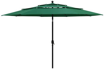 vidaXL Sonnenschirm mit Aluminium-Mast 3-lagig 3,5m Grün