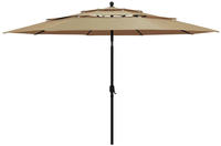 vidaXL Sonnenschirm mit Aluminium-Mast 3-lagig Taupe 3,5 m