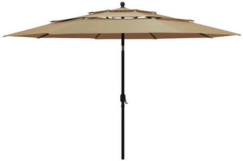 vidaXL Sonnenschirm mit Aluminium-Mast 3-lagig 3,5m Taupe