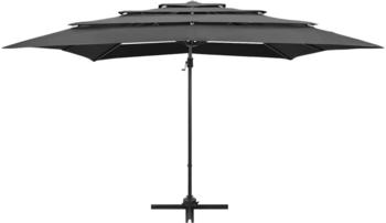 vidaXL Sonnenschirm mit Aluminium-Mast 4-lagig 250x250cm Anthrazit