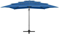 vidaXL Sonnenschirm mit Aluminium-Mast 4-lagig Azurblau 250x250 cm