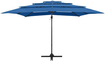 vidaXL Sonnenschirm mit Aluminium-Mast 4-lagig 250x250cm Azurblau