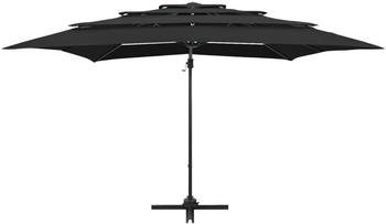 vidaXL Sonnenschirm mit Aluminium-Mast 4-lagig 250x250cm Schwarz
