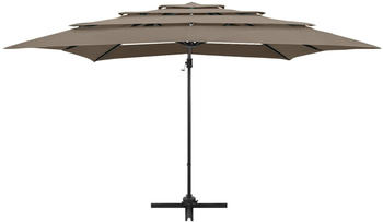 vidaXL Sonnenschirm mit Aluminium-Mast 4-lagig 250x250cm Taupe