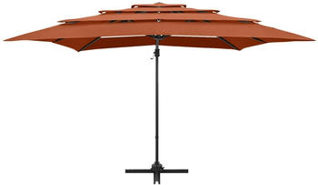 vidaXL Sonnenschirm mit Aluminium-Mast 4-lagig 250x250cm Terrakotta