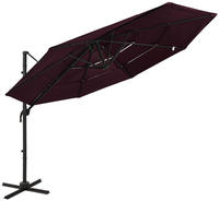 vidaXL Sonnenschirm mit Aluminium-Mast 4-lagig Bordeauxrot 3x3 m