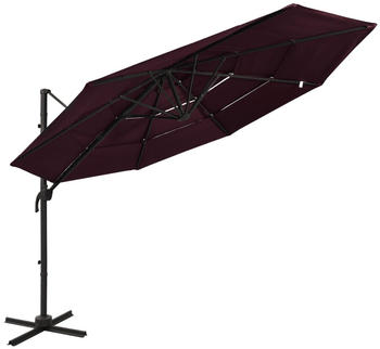 vidaXL Sonnenschirm mit Aluminium-Mast 4-lagig 3x3m Bordeauxrot