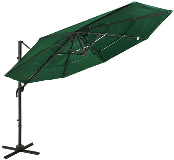 vidaXL Sonnenschirm mit Aluminium-Mast 4-lagig 3x3m Gr&uuml;n