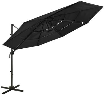 vidaXL Sonnenschirm mit Aluminium-Mast 4-lagig 3x3m Schwarz