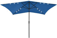 vidaXL Sonnenschirm mit LEDs und Stahl-Mast Azurblau 2x3 m