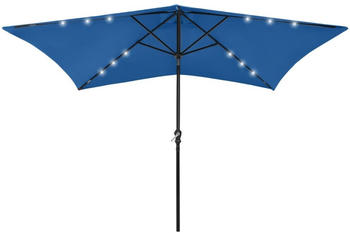 vidaXL Sonnenschirm mit LEDs und Stahl-Mast 2x3m Azurblau