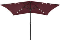 vidaXL Sonnenschirm mit LEDs und Stahl-Mast Bordeauxrot 2x3 m