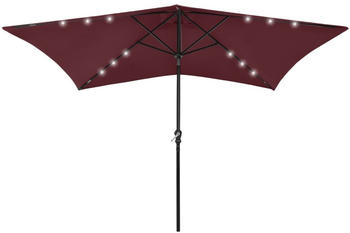 vidaXL Sonnenschirm mit LEDs und Stahl-Mast 2x3m Bordeauxrot