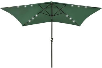 vidaXL Sonnenschirm mit LEDs und Stahl-Mast 2x3m Gr&uuml;n