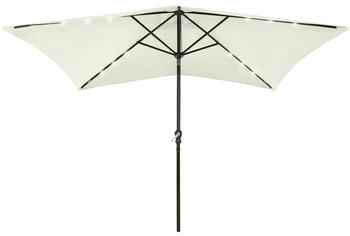 vidaXL Sonnenschirm mit LEDs und Stahl-Mast 2x3m Sandfarben