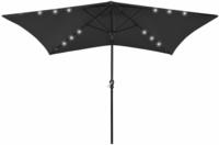 vidaXL Sonnenschirm mit LEDs und Stahl-Mast Schwarz 2x3 m