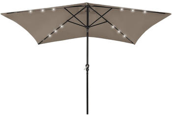 vidaXL Sonnenschirm mit LEDs und Stahl-Mast 2x3m Taupe