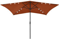 Sonnenschirm Mit Leds Und Stahl-mast Terrakottarot 2x3 M - Vidaxl