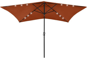 vidaXL Sonnenschirm mit LEDs und Stahl-Mast 2x3m Terracotta-Rot