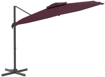 vidaXL Ampelschirm mit Doppeldach 300x300cm Bordeauxrot