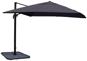 MCW Gastronomie-Ampelschirm 3x4m (Ø5m) Polyester/Alu 26kg anthrazit (mit Ständer) drehbar (89762)