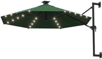 vidaXL Wall Mounted Parasol with LED green