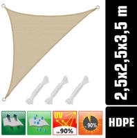 AMANKA UV Sonnensegel Dreieck Rechtwinklig - 2.5x2.5x3.5 Wasserdurchl&auml;ssig -