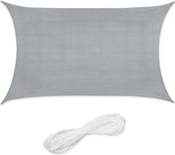 Relaxdays Rechteckiges Sonnensegel HDPE hellgrau 3x4 m (10048681_1448)