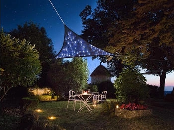 Perel Triangular shade sail 3.6 x 3.6 x 3.6 m HDPE with LED Dark blue