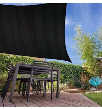 Lumaland Outdoor Sonnensegel inkl. Befestigungsseile 100% HDPE mit Stabilisator Rechteck 5 x 7 m schwarz