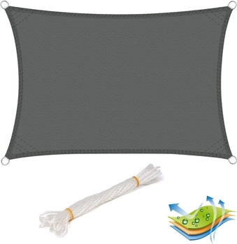 Woltu Sonnensegel Rechteck 3x5m Grau
