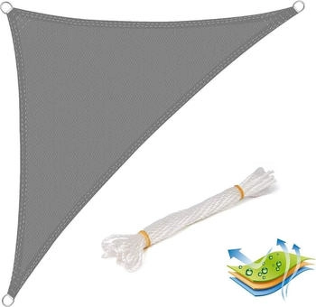 Woltu Sonnensegel atmungsaktiv HDPE 3,6x3,6x5,1m Grau