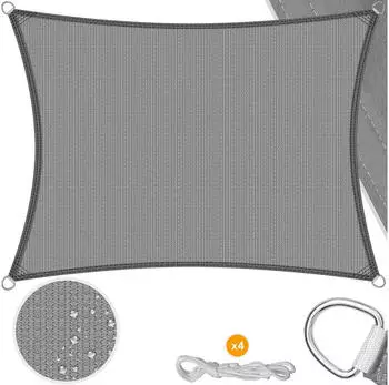 Kesser Sonnensegel HDPE wasserabweisend Rechteck Grau 2x4m (HDPE-23611-1)