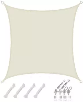 Amanka Sonnensegel Quadratisch Wasserdicht 2x2m Polyester Beige (16975)